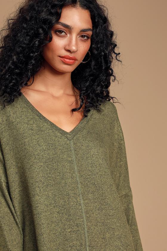 Estes Park Olive Green Long Sleeve Sweater Dress 3