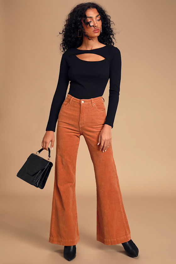 So Close Black Ribbed Cutout Long Sleeve Top 1