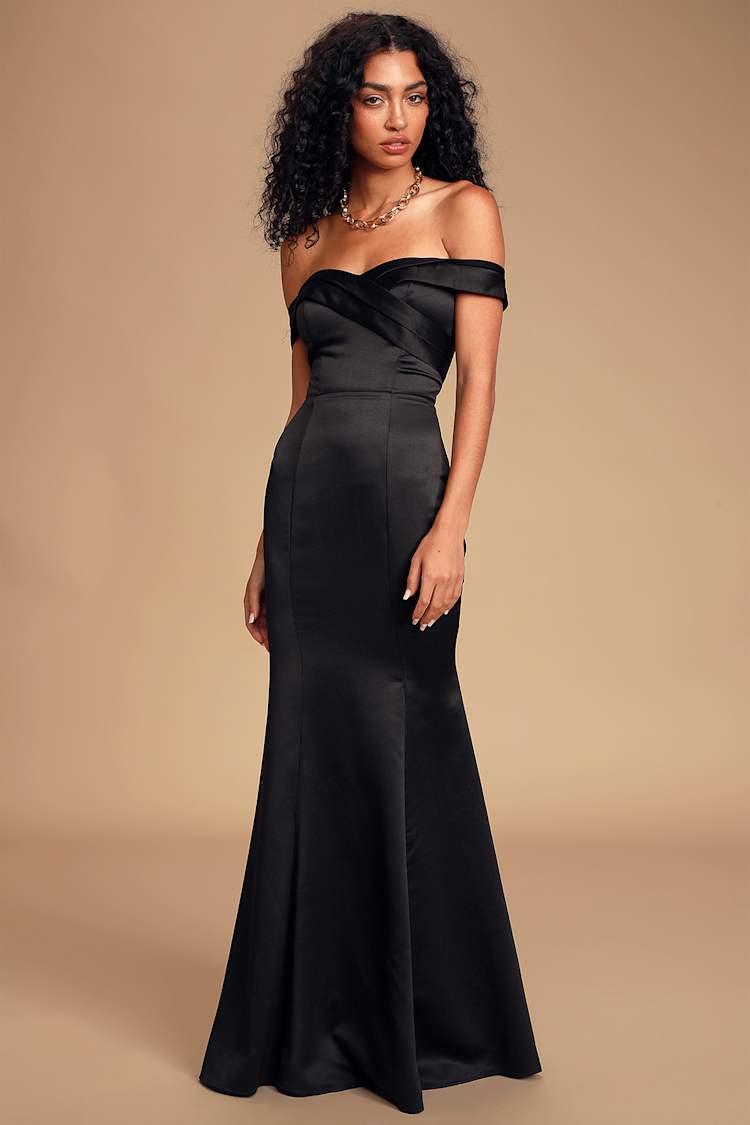 Glam Black Dress - Black Satin Dress - Mermaid Maxi Dress - Lulus Glam Black Dress - Black Satin Dress - Mermaid Maxi Dress - Lulus