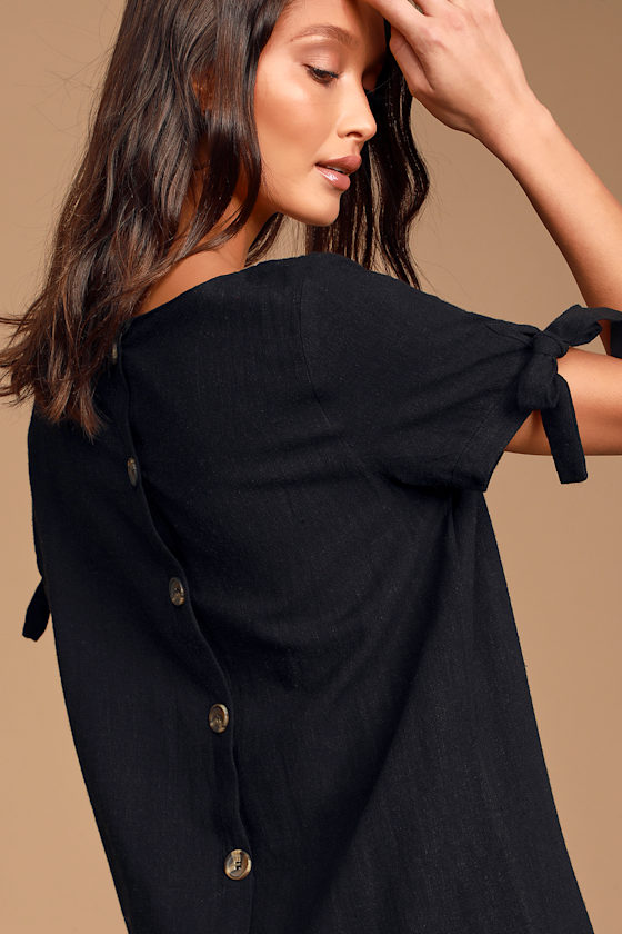 Maeve Black Button Back Shift Dress 3