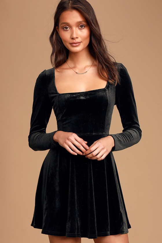 tall black skater dress