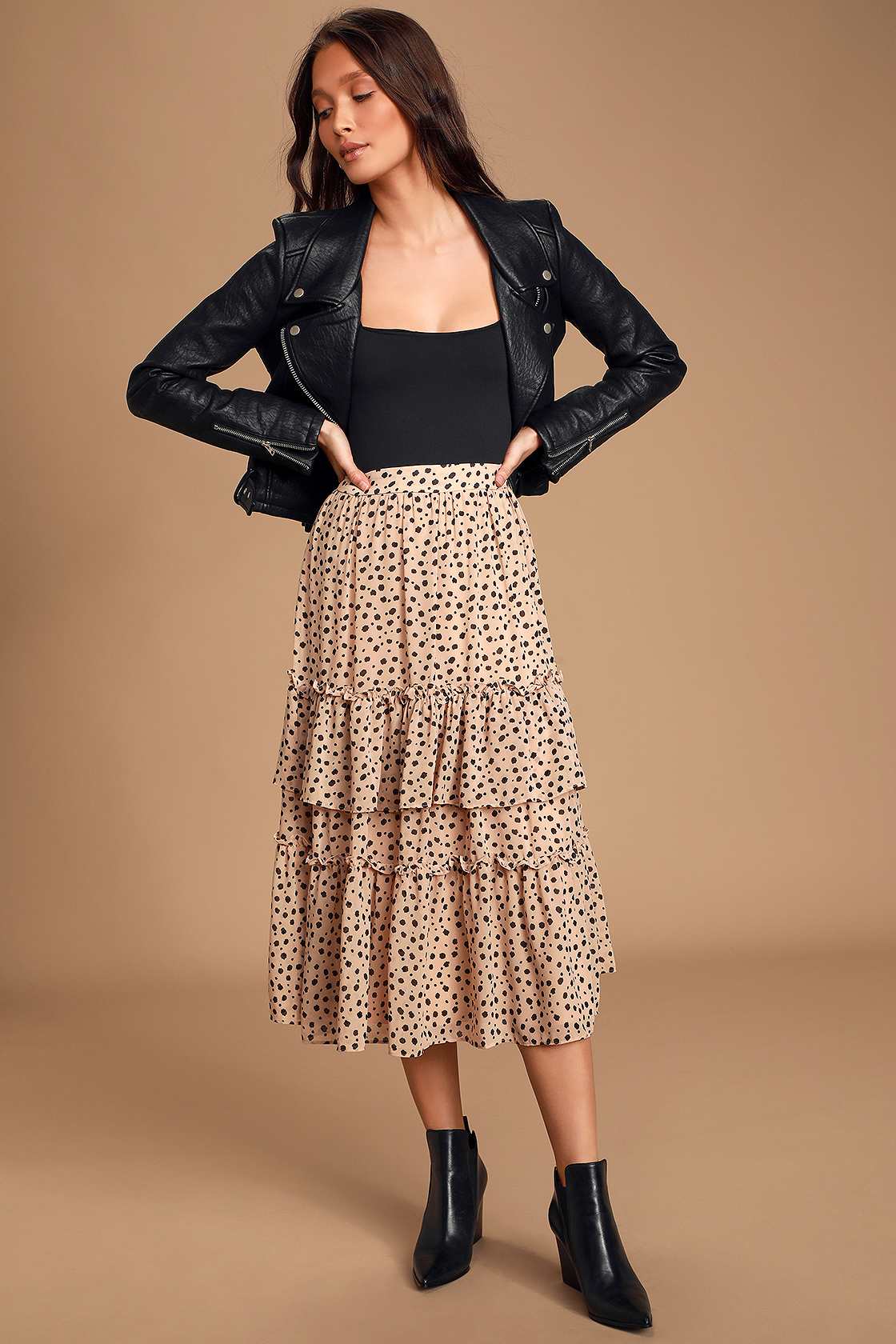 Riley Skirt Taupe Printed Drill