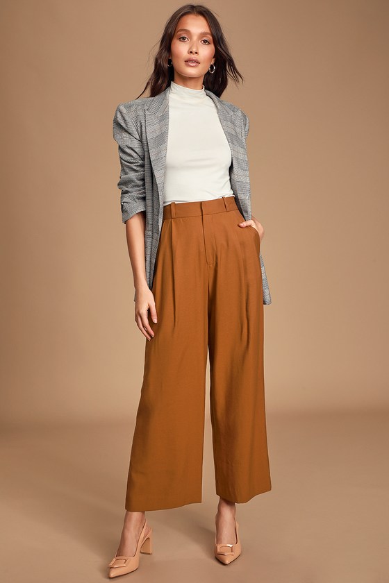 camel wide leg trousers womens