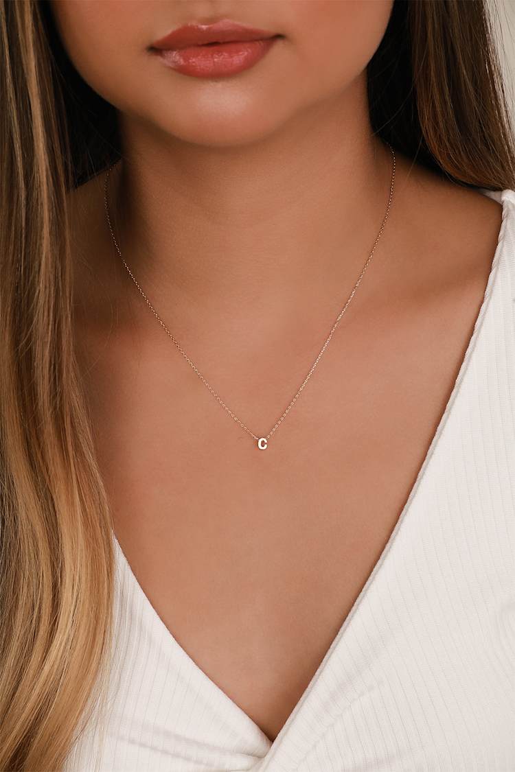 Chic Charm Necklace C Charm Necklace Dainty Gold Necklace Lulus