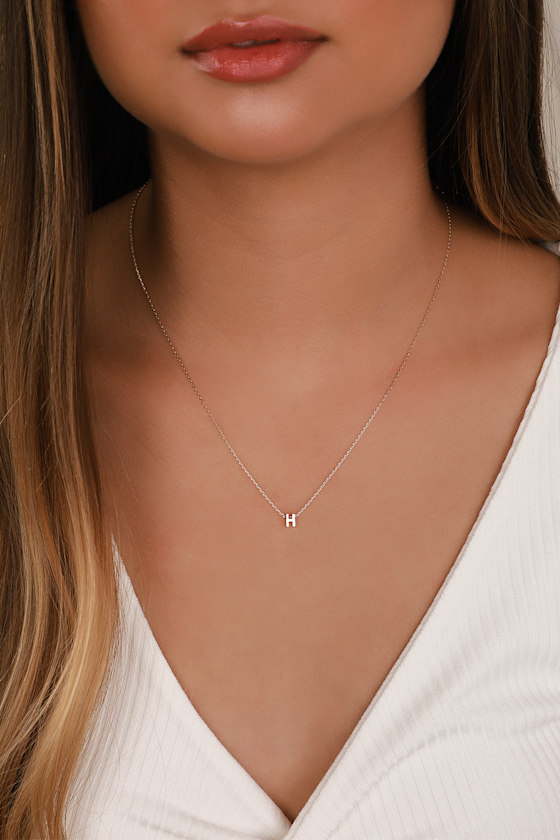 Chic Charm Necklace "H" Charm Necklace Dainty Gold Necklace Lulus