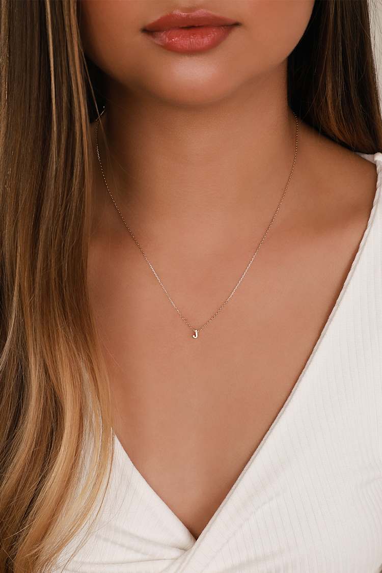 Chic Charm Necklace J Charm Necklace Dainty Gold Necklace Lulus