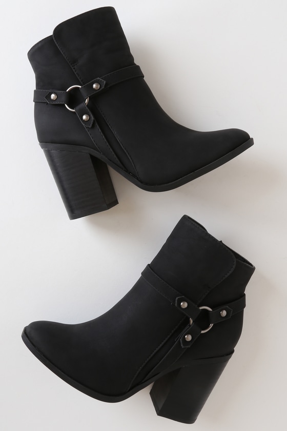 Marka Black Nubuck Ankle Booties