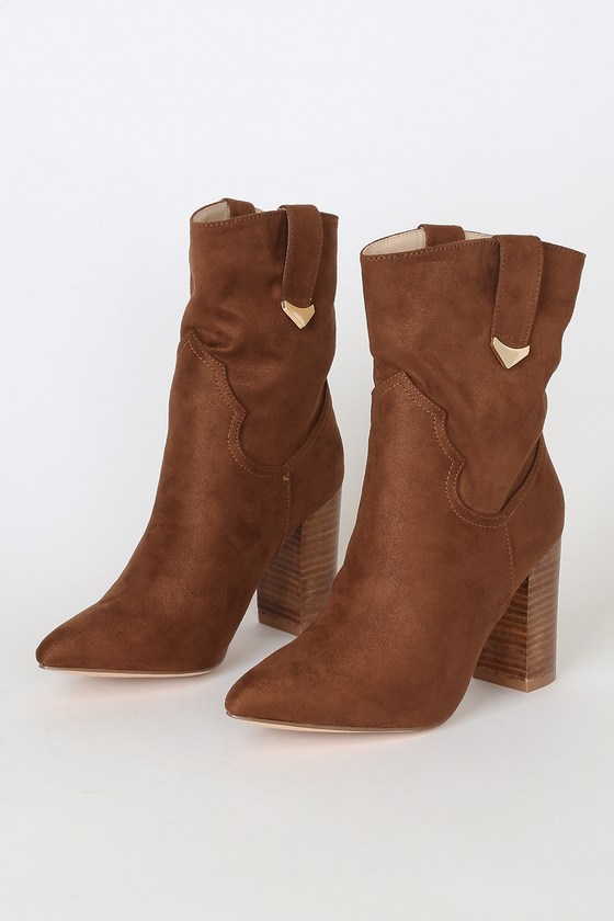 Taryne Taupe Suede Pointed-Toe Booties