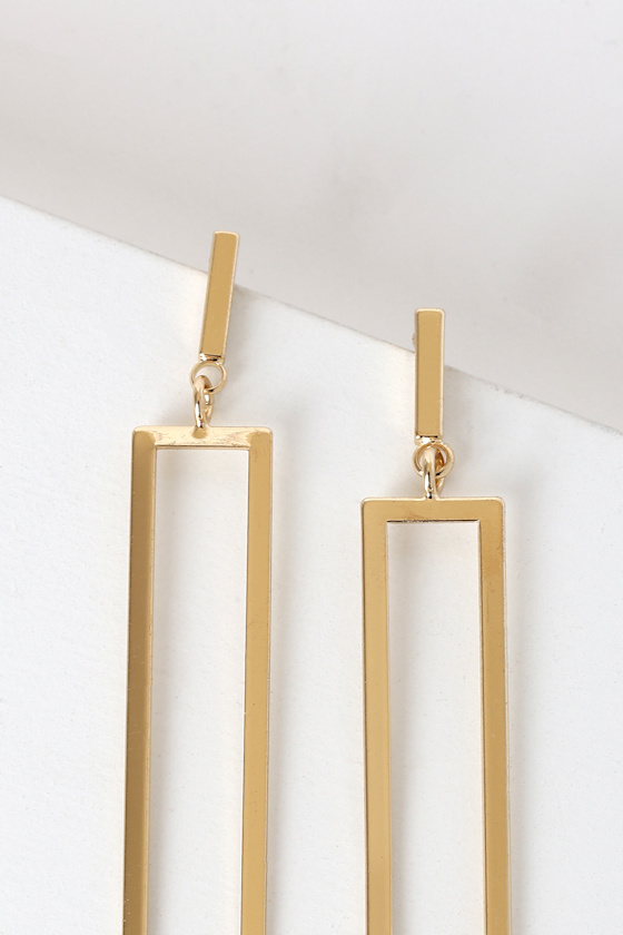 After All Gold Rectangular Drop Earrings 3