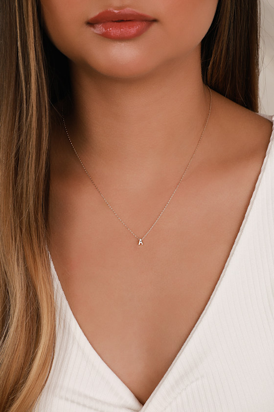 Love Letter Custom Pavé Initial Necklace Yellow Gold / 16" / 3 - Foto 8