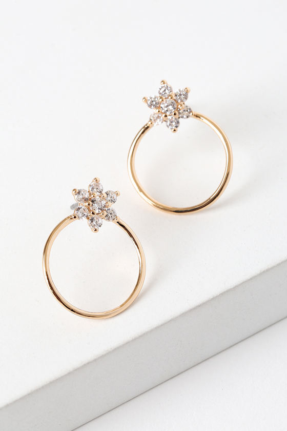Perfection and Beauty Gold Rhinestone Hoop Earrings 2