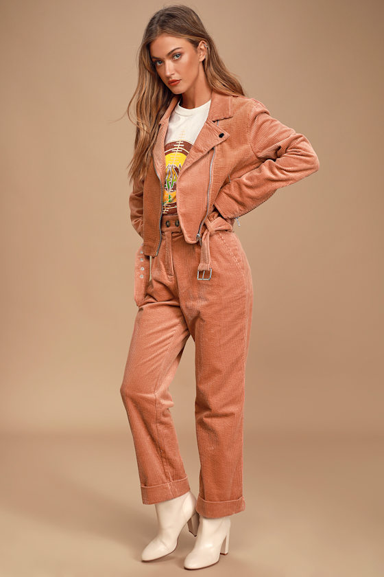 Meet Me in Midtown Rusty Rose Corduroy Cropped Moto Jacket 6