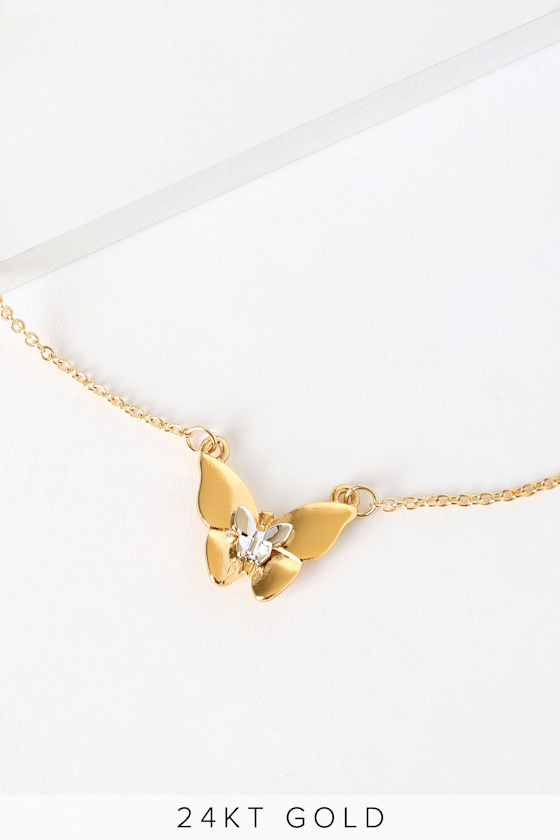Fly Free 24k Gold Butterfly Necklace