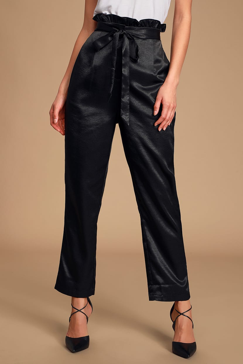 Black Trousers - Paperbag Pants - High-Rise Black Pants - Lulus