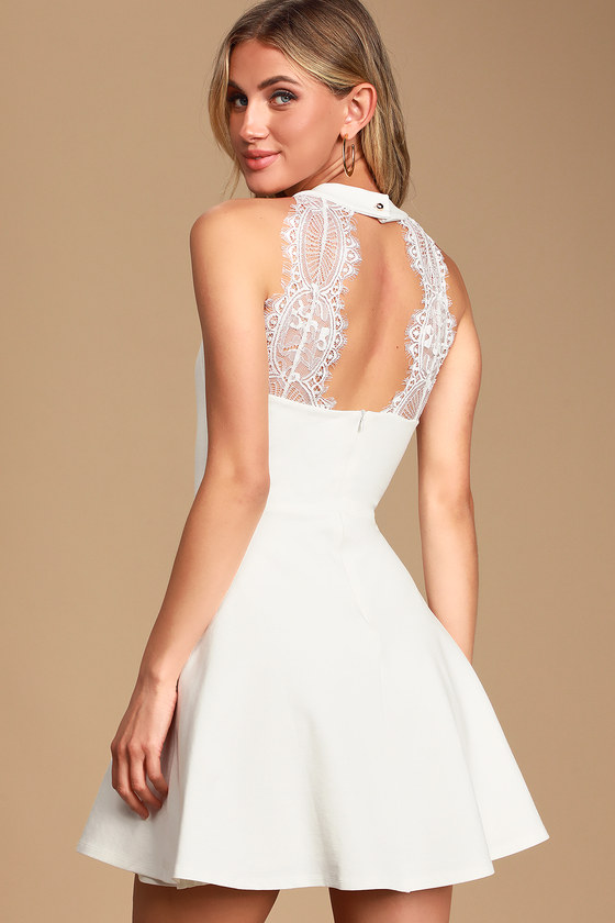 way with words white lace skater dress