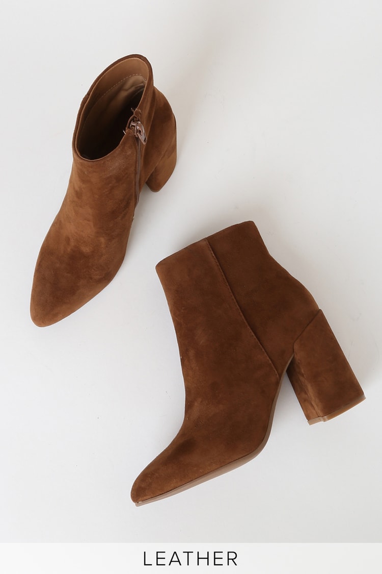 Mirar fijamente Correa reunirse Steve Madden Therese - Brown Ankle Boots - Pointed-Toe Booties - Lulus