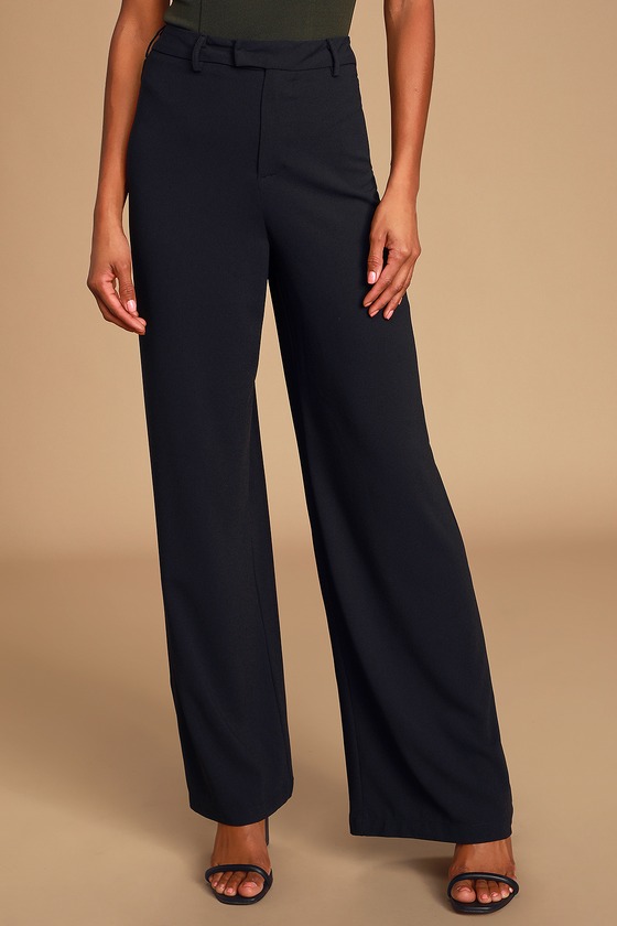 black high waisted pants wide leg
