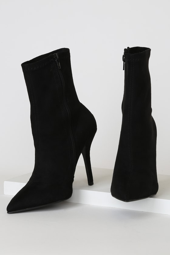 suede black sock boots