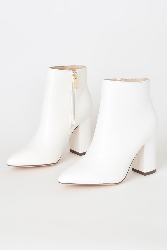 white heel bootie