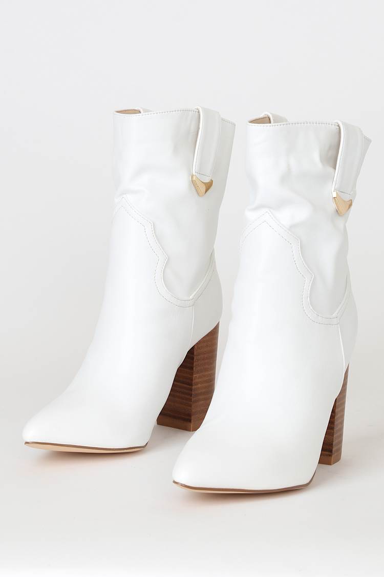 pointed white booties