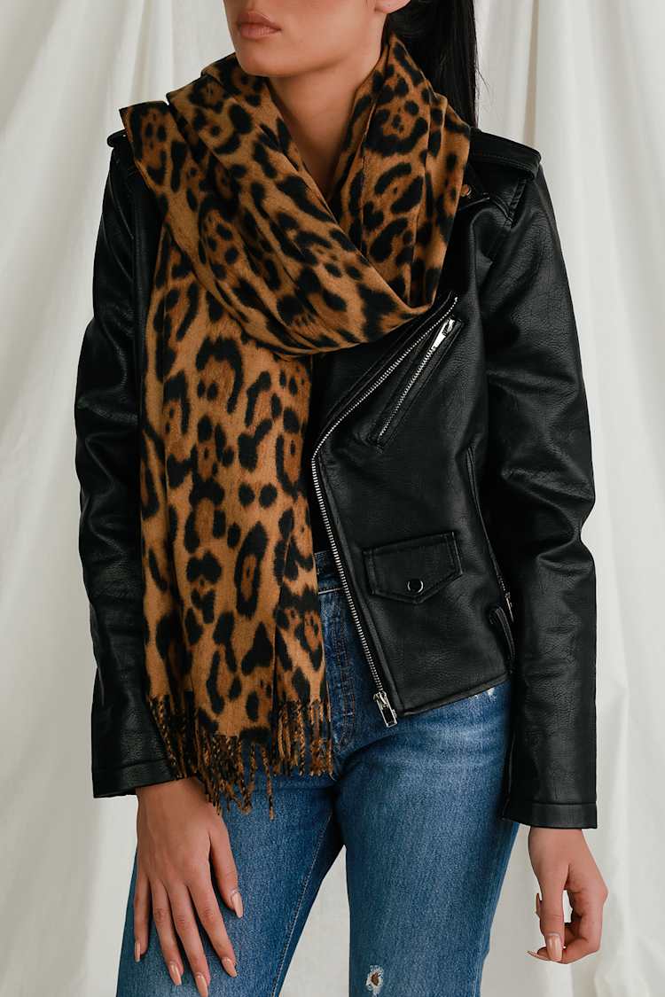 In the Wilderness Brown Leopard Print Oversized Scarf