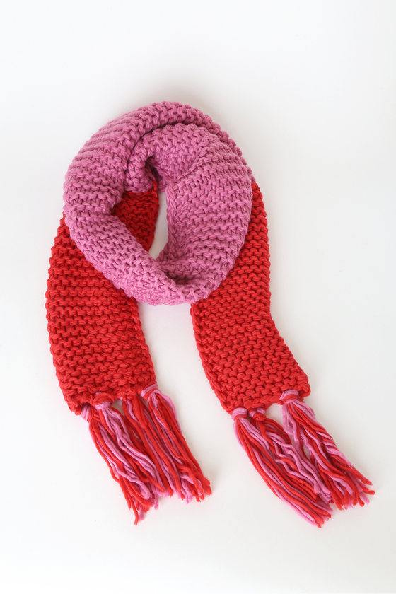 pink red scarf