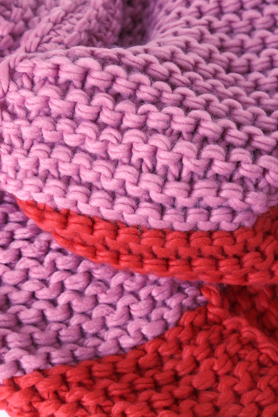 Cute Pink and Red Scarf - Color Block Scarf - Oversized