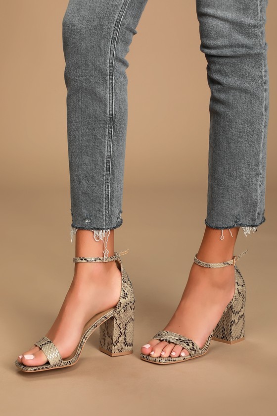 square toe snakeskin heels