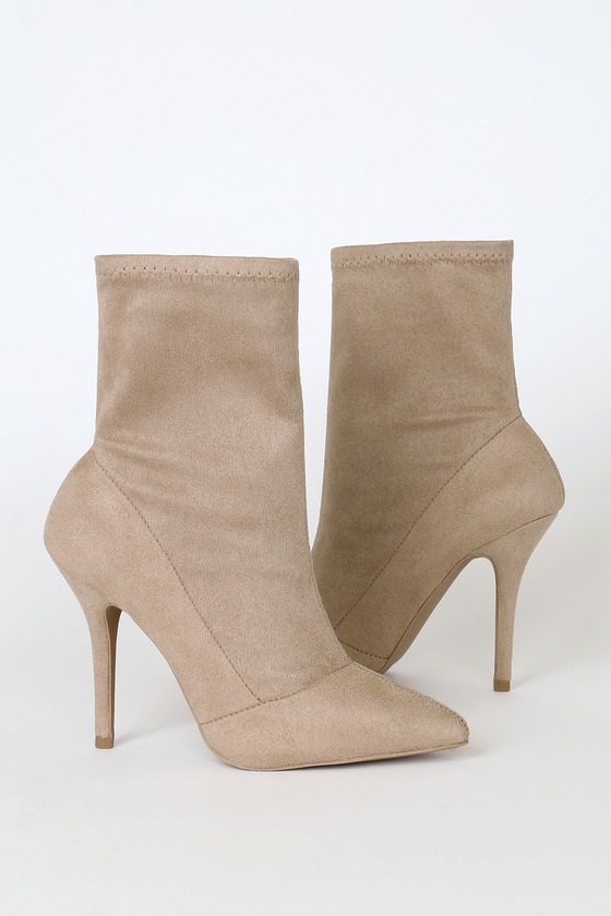 taupe pointed toe booties