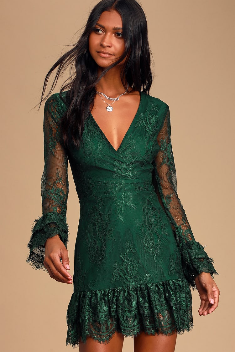 emerald green short dress