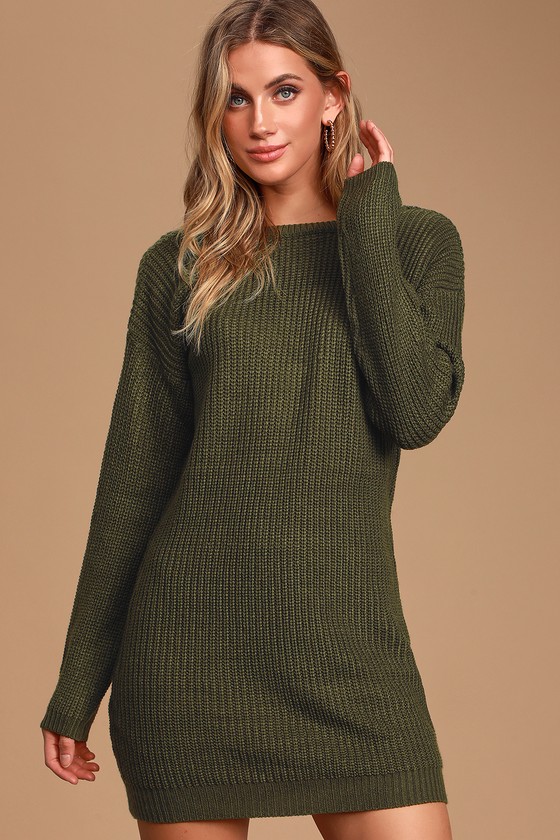 olive green sweatshirt dress