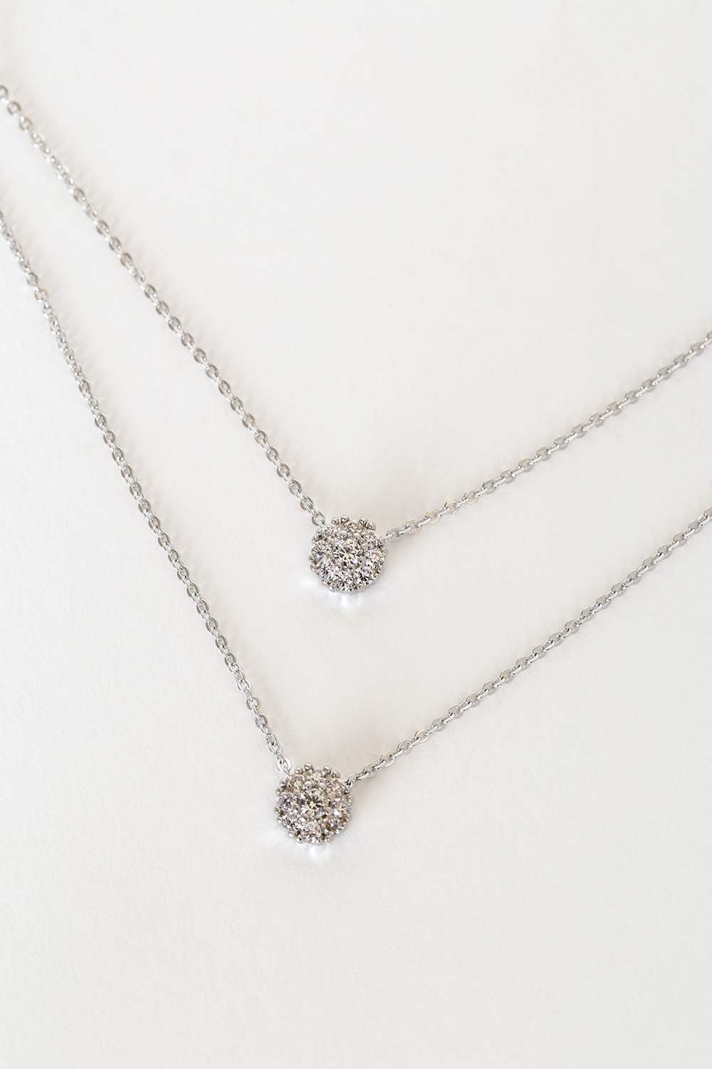 Incantation Silver Rhinestone Layered Necklace