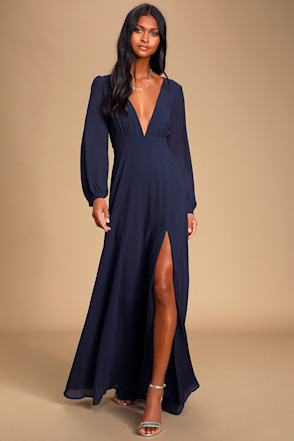 All My Life Navy Blue Long Sleeve Maxi Dress All My Life Navy Blue Long Sleeve Maxi Dress