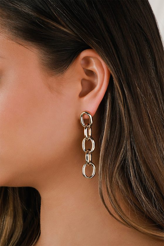 Trendy Gold Earrings Drop Earrings Chain Link Earrings