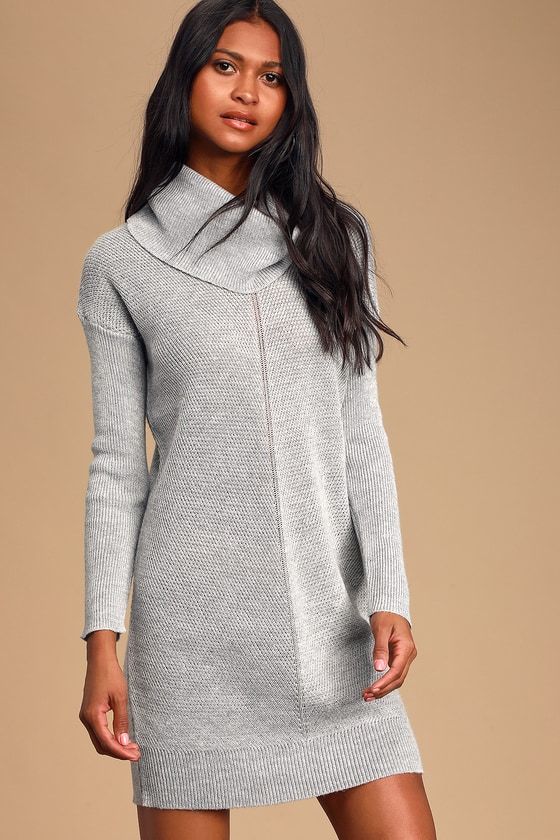 grey polo neck jumper dress