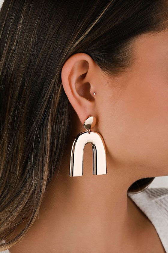 Cute Gold Arch Earrings U Earrings UShaped Earrings Lulus