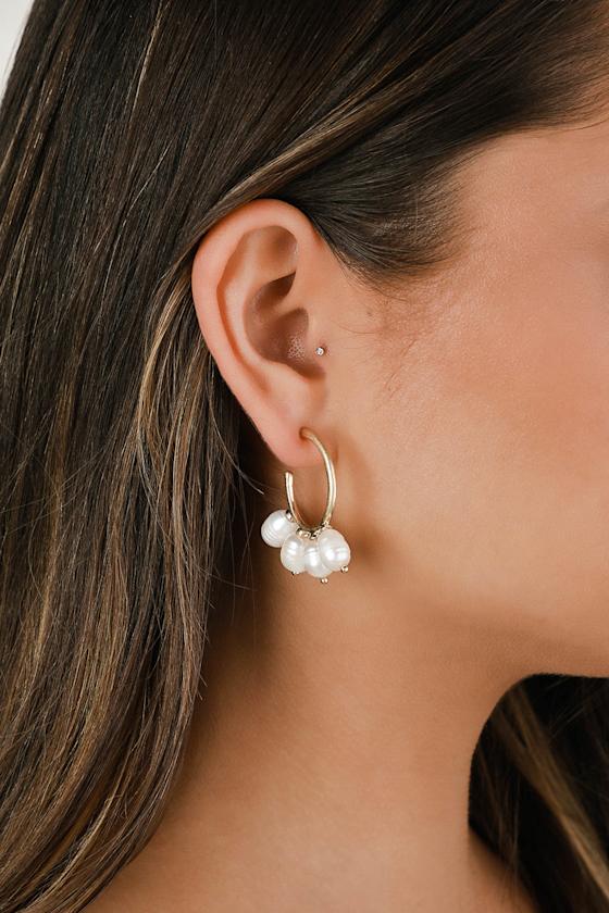 Truly Treasured Gold and Pearl Hoop Earrings 2