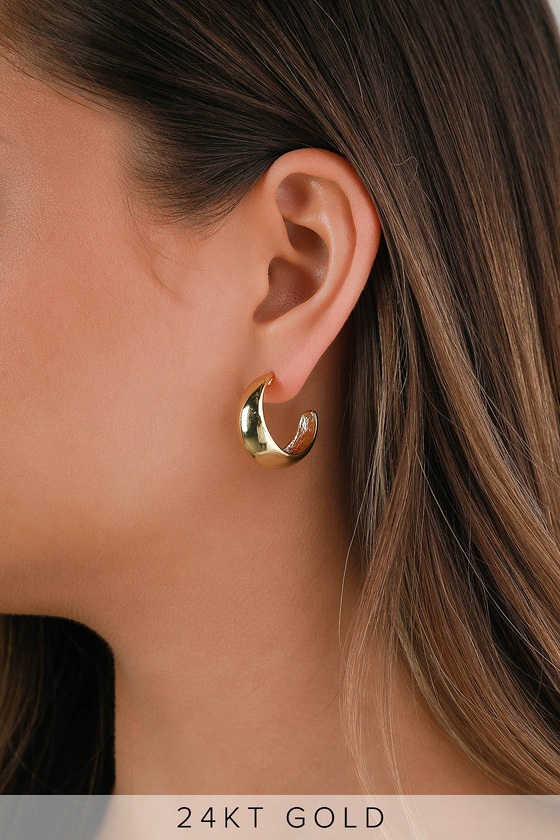 Earrings Gold Hoop Earrings Ladies 24 Carat Gold Plated Watertight 208D |  eBay