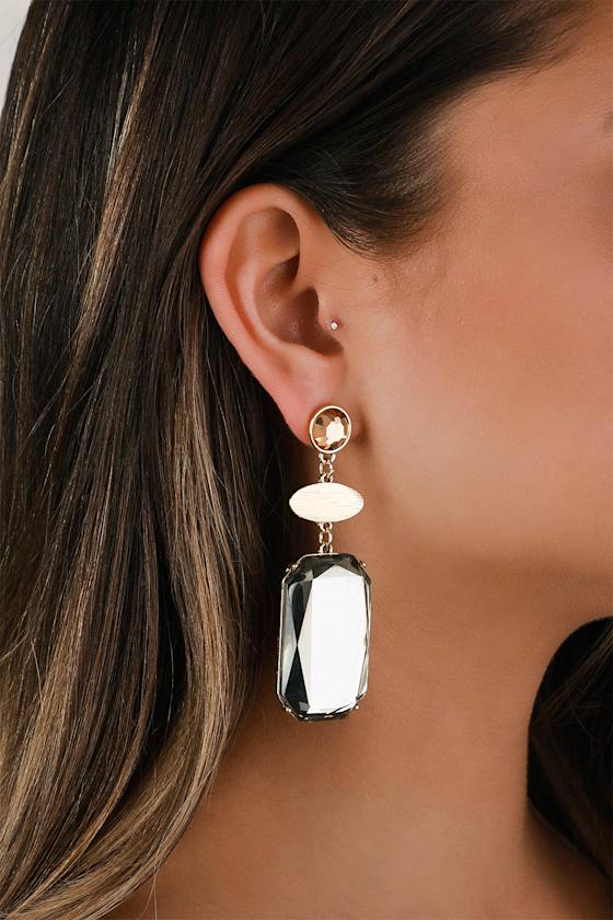 Milestone Gold Rhinestone Statement Earrings 1