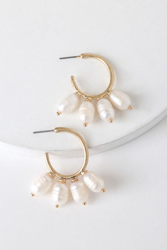 Truly Treasured Gold and Pearl Hoop Earrings 3