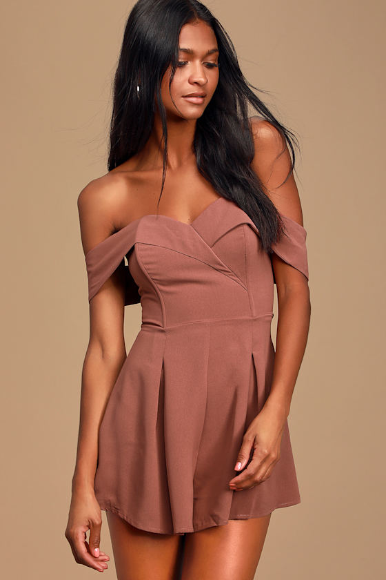 Romper with Ruffle Cover and Button Detail - Dark Mauve, S, M, L main image 0