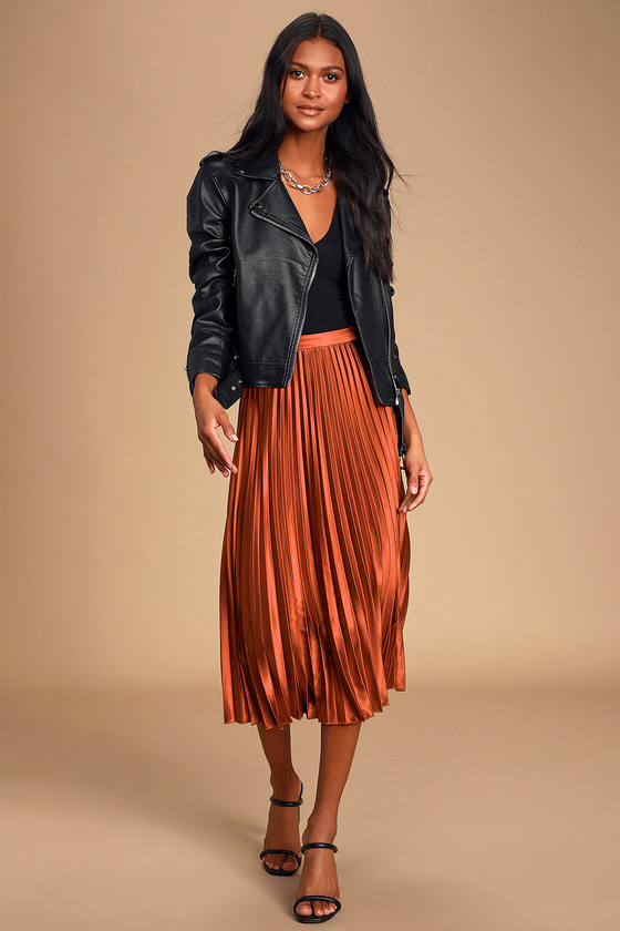 brown satin midi
