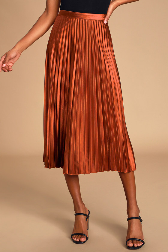 brown satin midi