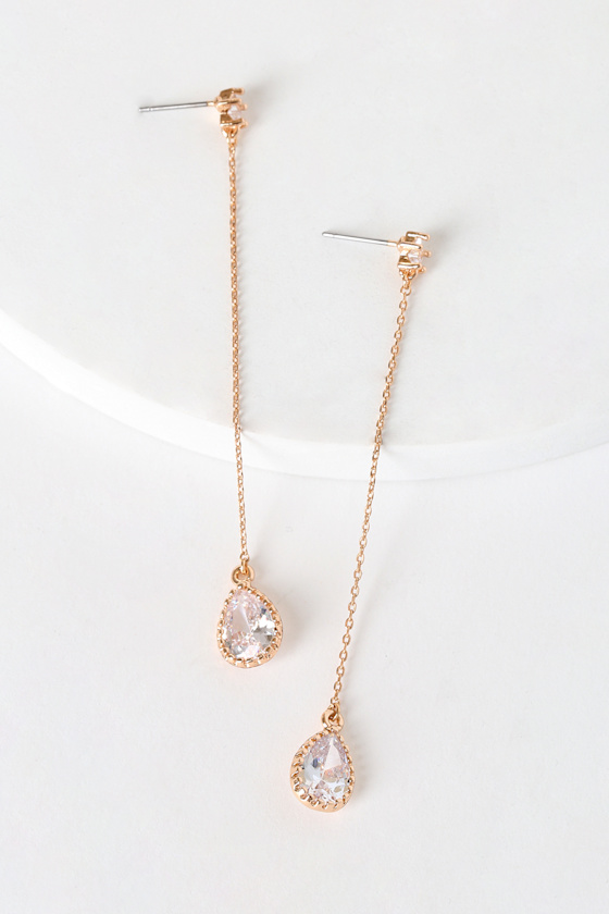 Gold rhinestone drop earrings Clearance