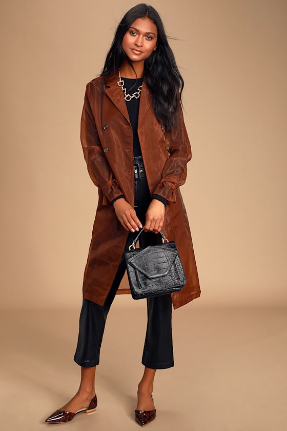 On the Scene Brown Sheer Trench Coat 2