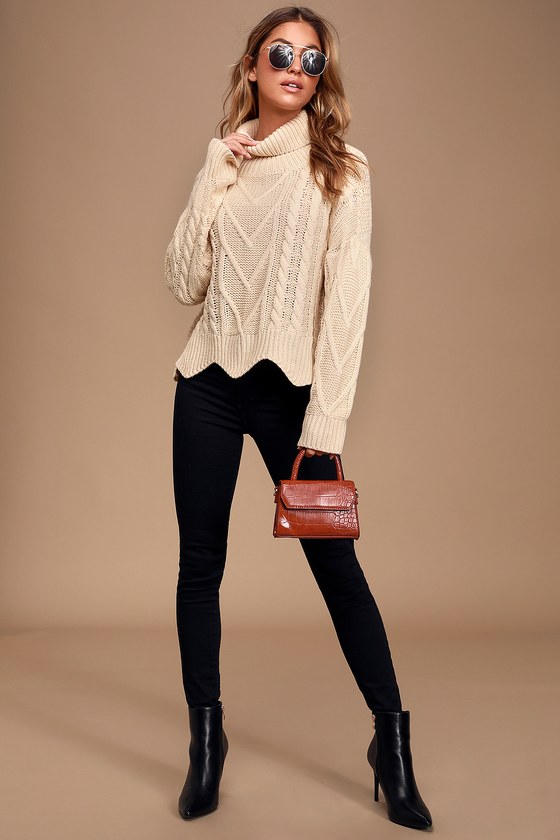 Call Me Cozy Cream Cable Knit Turtleneck Sweater Call Me Cozy Cream Cable Knit Turtleneck Sweater