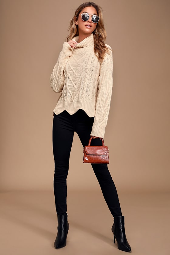 Call Me Cozy Cream Cable Knit Turtleneck Sweater 1