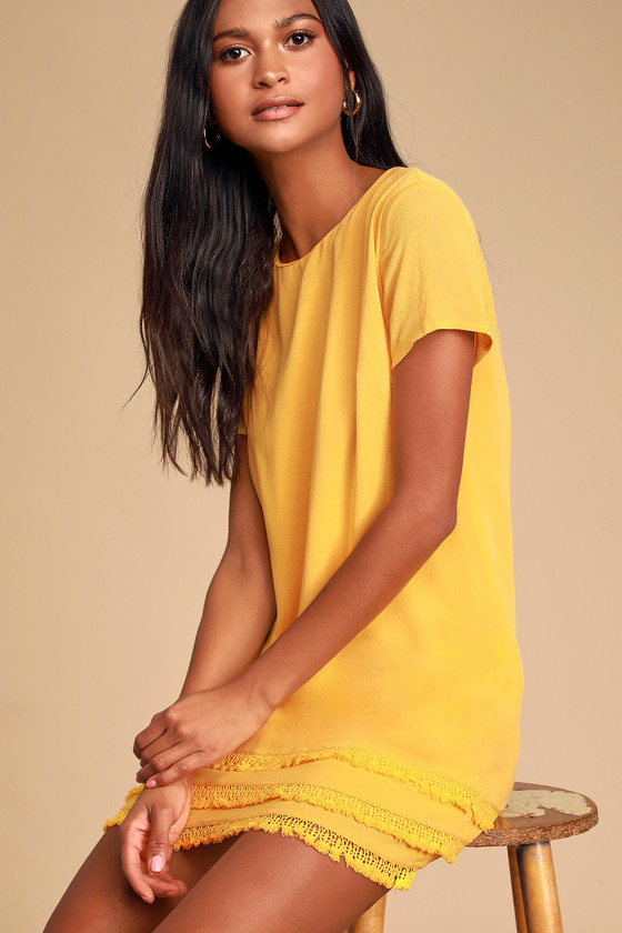 yellow shift dress