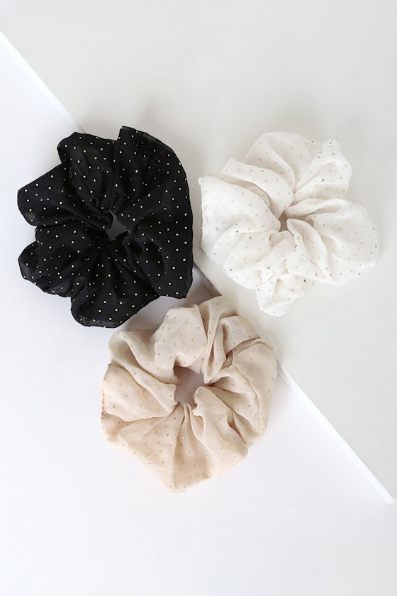 Oh Snap! Gold Polka Dot Multi Scrunchie Set 1