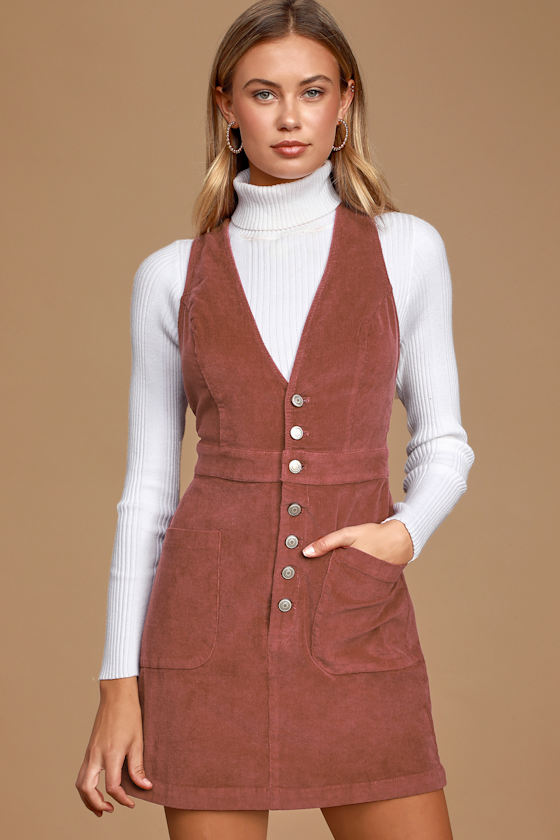 Wander My Way Rusty Rose Corduroy Pinafore Dress 6